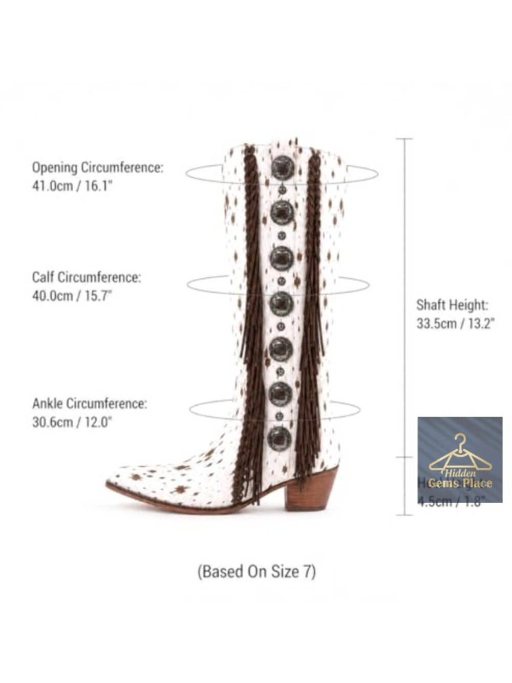 Cow Print Knee High Boots Pointed Toe Chunky Heel Fringe Western Cowgirl Boots - Picture 4 of 6